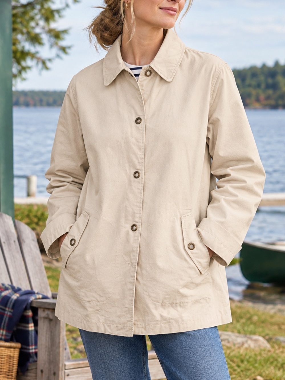 VTG Women's Izzi Outerwear Canvas Shacket Chore Jacket XL Fully Lined No Flaws